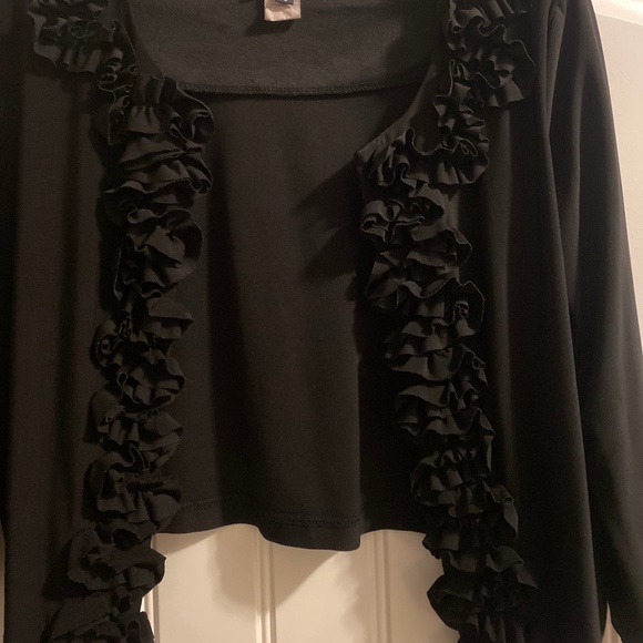 MSK Black Ruffled Top - Picture 2 of 5